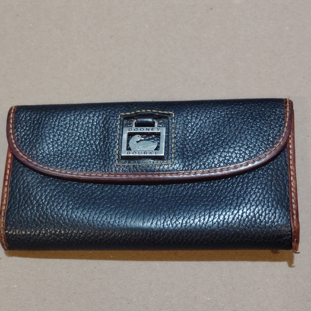 Dooney & Bourke Black and Brown Leather Clutch